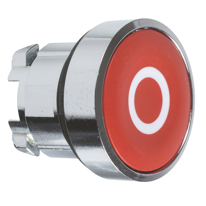 ZB4BA432 - Push button head, Harmony XB4, metal, flush, red, 22mm, spring return, marked O