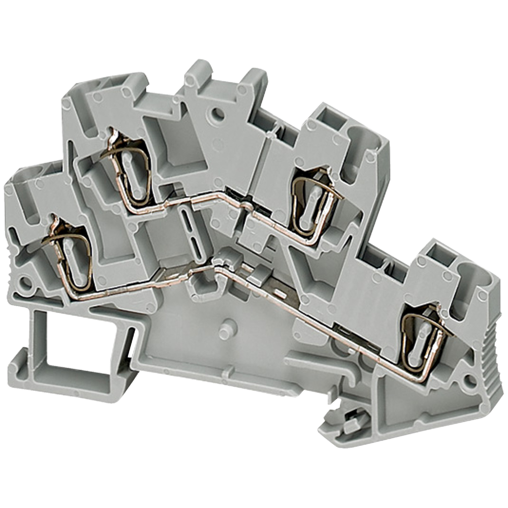 NSYTRR24D - Terminal block, Linergy TR, spring type, feed through, 2 level, 4 points, 2.5mm², grey, set of 50