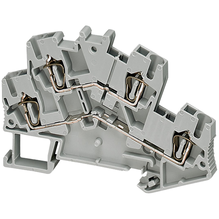 NSYTRR24D - Terminal block, Linergy TR, spring type, feed through, 2 level, 4 points, 2.5mm², grey, set of 50