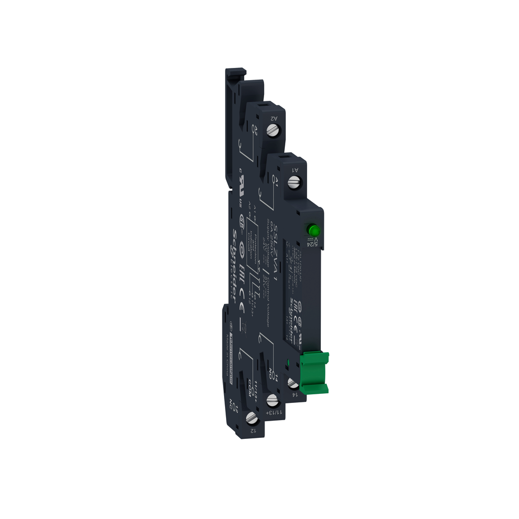 SSL1D101JDPV - pre-assembled relay, Harmony Solid State Relays, 0.1A, DC switching, screw sockets, input 4…12V DC, output 1...48V DC