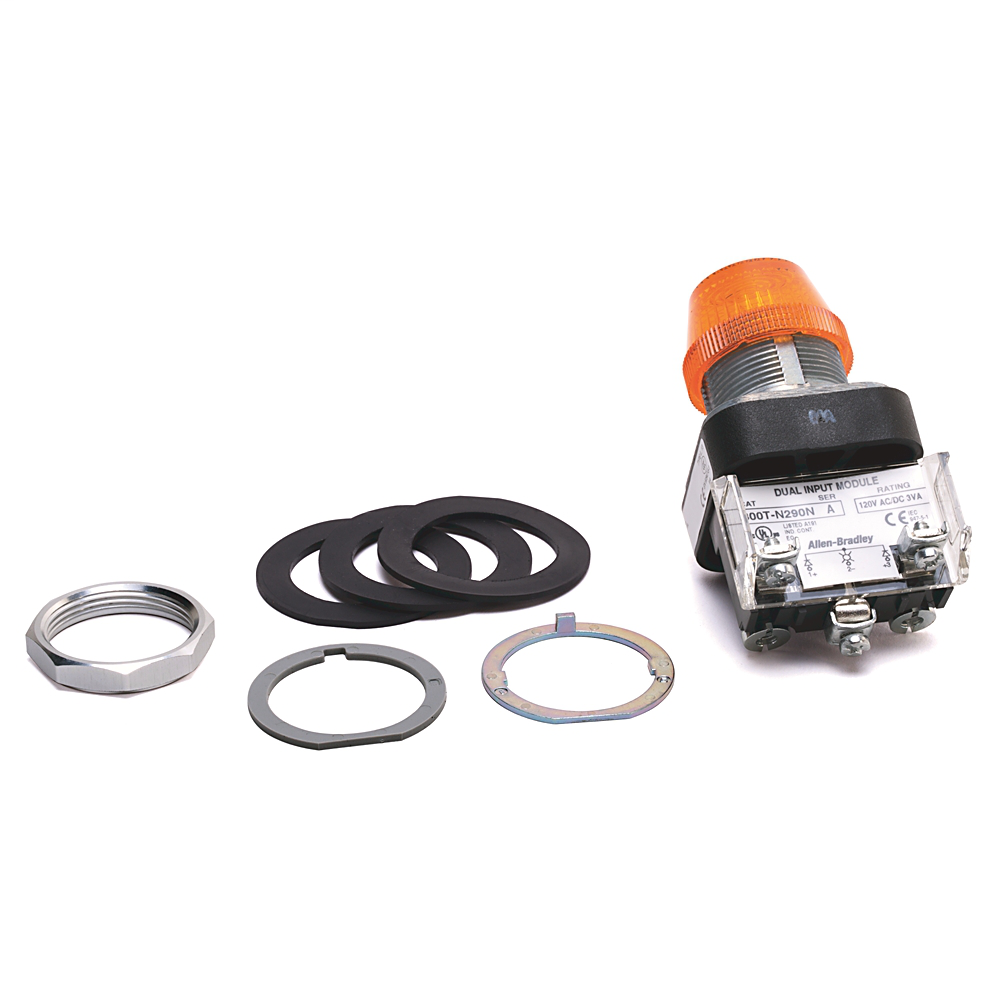 800T-PD24A - 30.5mm Type 4/13 Pilot Light, Incand., Amber, 24V AC/DC