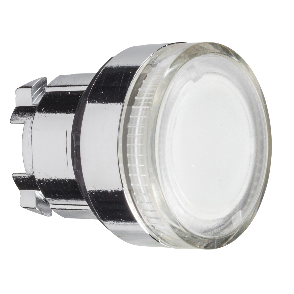 ZB4BW37 - Illuminated push button head, Harmony XB4, metal, flush, clear, 22mm, spring return, plain lens for BA9s bulb