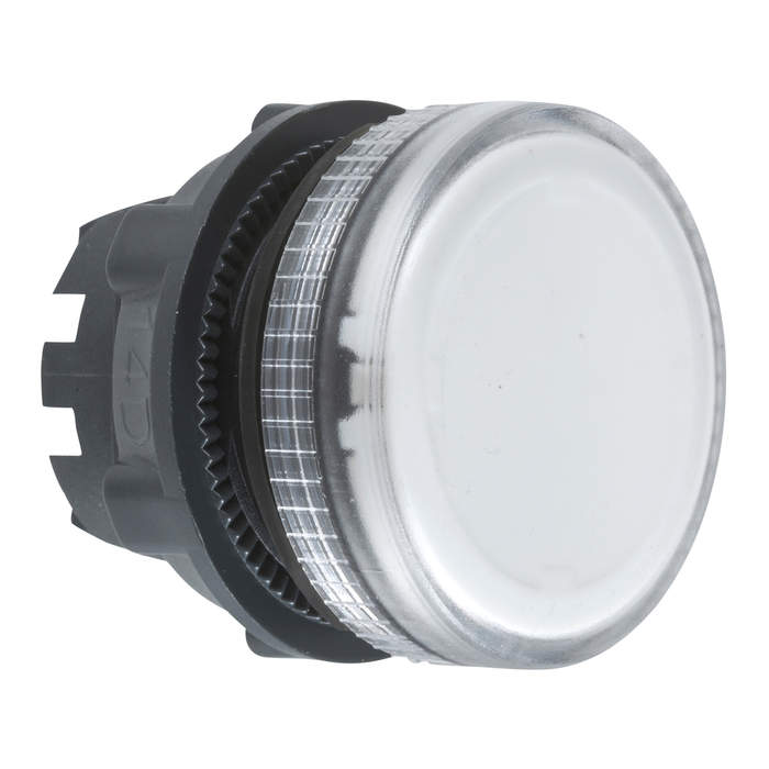 Head for pilot light, Harmony XB5, clear, 22mm, with grooved lens, integral LED (Qty. 300)