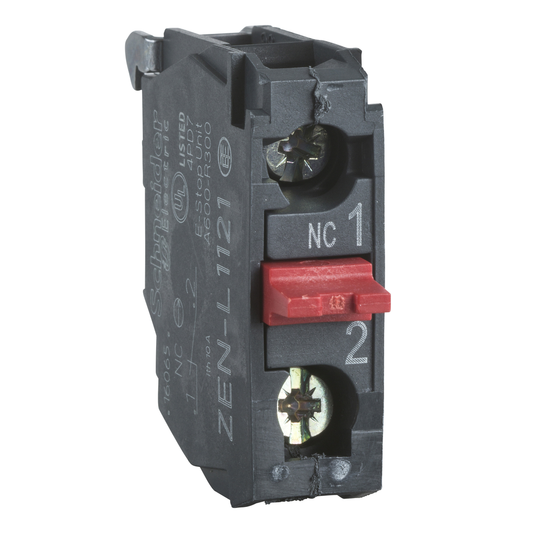 ZENL1121TQ - Bloque de contactos, Harmony XAL, XAPS, contacto único, aleación de plata, montaje trasero, terminal de abrazadera de tornillo, 1NC