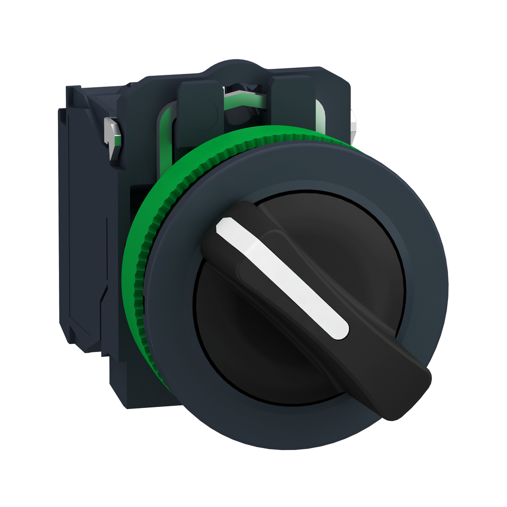 XB5FD21 - Selector antimicrobiano de empotrar, Harmony XB5, plástico, negro, 30 mm, 2 posiciones, 1 NA