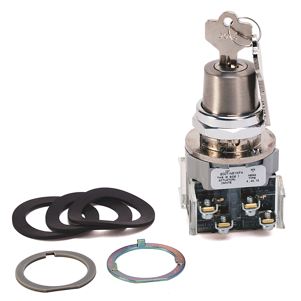 800T-N61KN4 - 30.5mm Type 4/13 4 Pos. Cyl. Lock Sel. Switch, Maint., Lock All, Std. Key, D018 Key