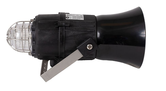 855XC-BNA10A7 - Combinación de baliza/bocina para áreas peligrosas 855XC, negra, entrada de conducto NPT/M20 de 1/2 pulgada, 120 V CA 50/60 Hz, luz estroboscópica de xenón de 5 J y 110 dB a 1 metro/45 tonos, 3 etapas, transparente