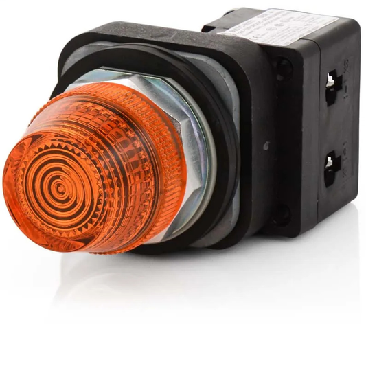 800T-QBH2A - Contacto de 30,5 mm tipo 4/13, PB-Ilum., ámbar, extremo abierto sin protección, LED, 12-130 V CA/CC, 1 NA-1 NC
