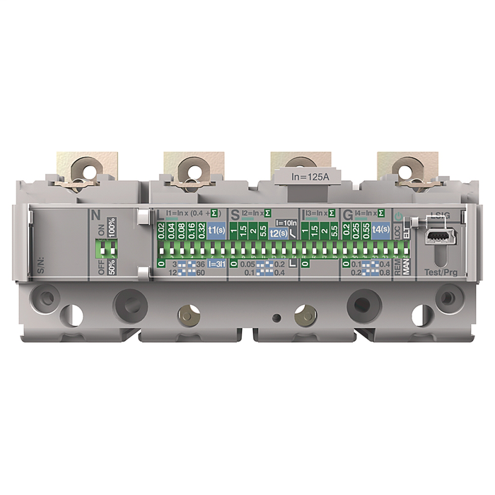 140G-HTI4-D12 - Molded Case Circuit Breaker Trip Unit, 125A, H - Frame, Electronic LSIG - Long & Short Time, High Instantaneous, Ground Fault, Rated Current 125 A