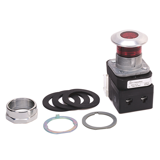 800T-FXQH2AA1 - 30.5mm Type 4/13 2 Pos. PB-Illum., Push-Pull, Amber, Mushrm Hd, LED, 12-130V AC/DC, 1 NCLB-1 NO