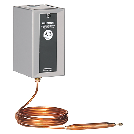 837-A4JX506C - Controles de temperatura 837, estilo A, bulbo y capilar remotos, 80...190 grados F, carcasa de aluminio metálico tipo 4 y 13
