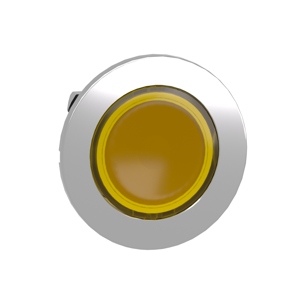 ZB4FW383 - Cabezal para pulsador iluminado, Harmony XB4, metal, amarillo empotrado, 30 mm, LED universal, fijación fija, lente lisa, sin marcar