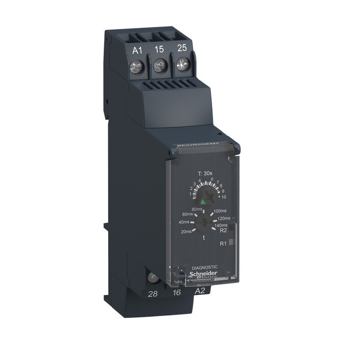 RE22R2QEMT - Modular timing relay, Harmony, 8A, 2CO, 0.3s…30s, star delta, 380…415V AC DC