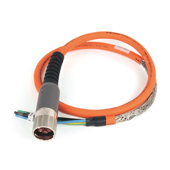 2090-CPWM7DF-12AA40 - SpeedTEC Cable, Motor Power Only, SpeedTec DIN Connector, Drive-end, Flying-lead, 12 AWG, Standard (Non-Flex), 40 Meters