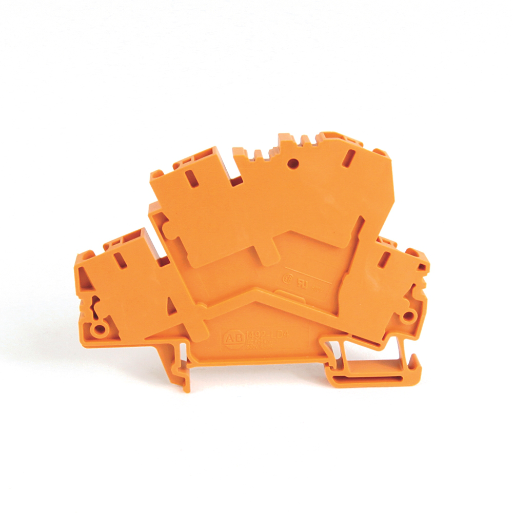 1492-LD4-OR - Spring Clamp Terminal Block,Two-Circuit Feed-Through Block,4 mm (# 22 AWG - # 10 AWG) or 2.5 mm (# 22 AWG - # 12 AWG),Standard Feedthrough,Orange