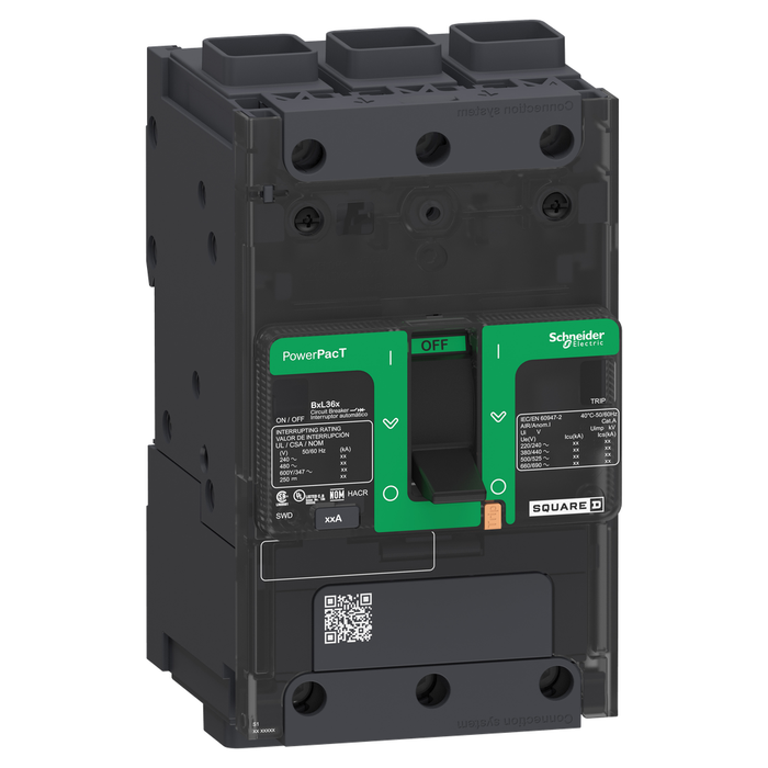 BJF36070 - Circuit breaker, PowerPacT B, 70A, 3 pole, 600Y/347VAC, 25kA, terminal nut, thermal magnetic, 80%