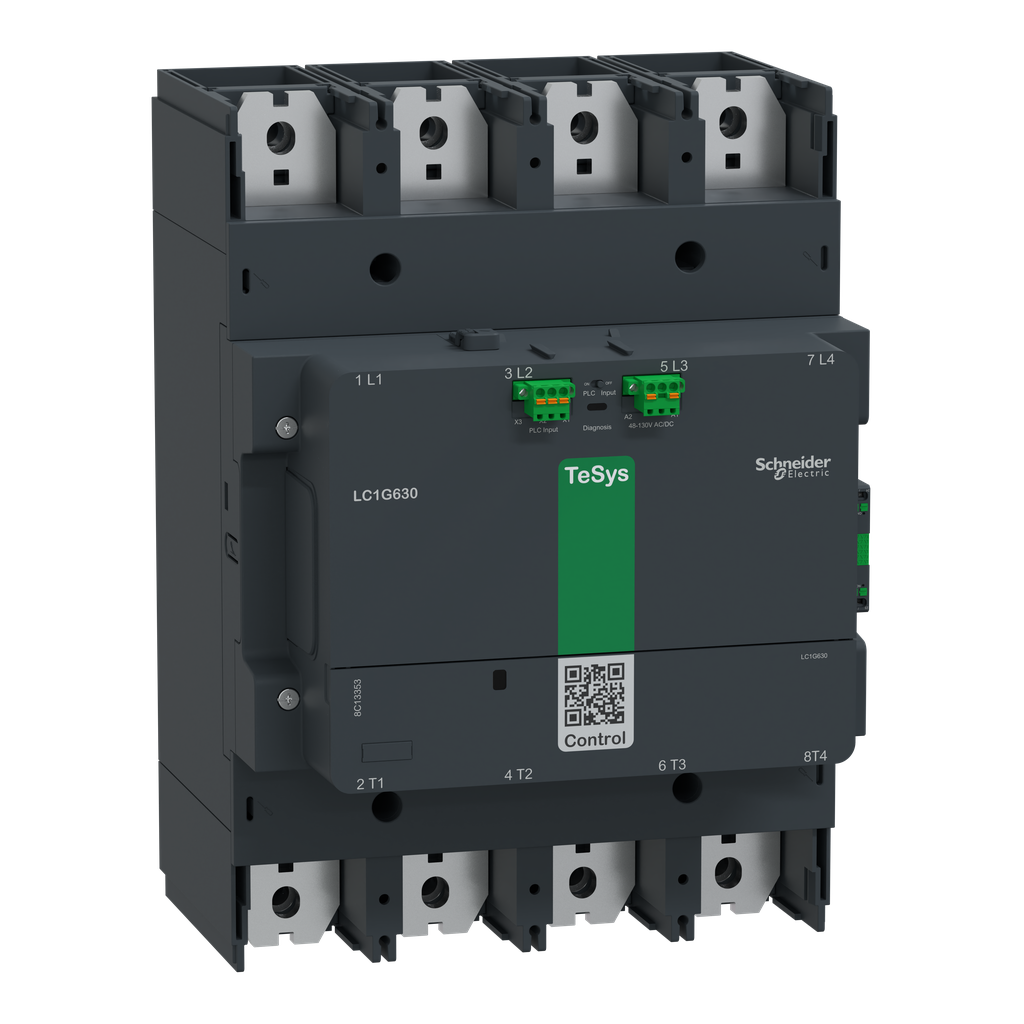 LC1G6304LSEA - Contactor de alta potencia TeSys Giga 630, 4 polos/NA, CA-1 = 440 V, 1050 A, bobina de 200-500 V CA/CC