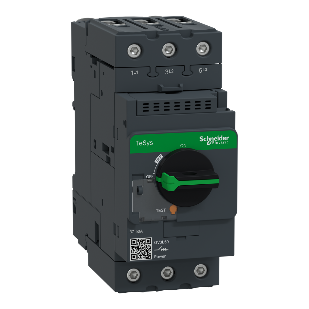 GV3L50 - Arrancador y protector manual TeSys Deca, protector de circuito magnético, manija giratoria, 50 A, conectores EverLink BTR