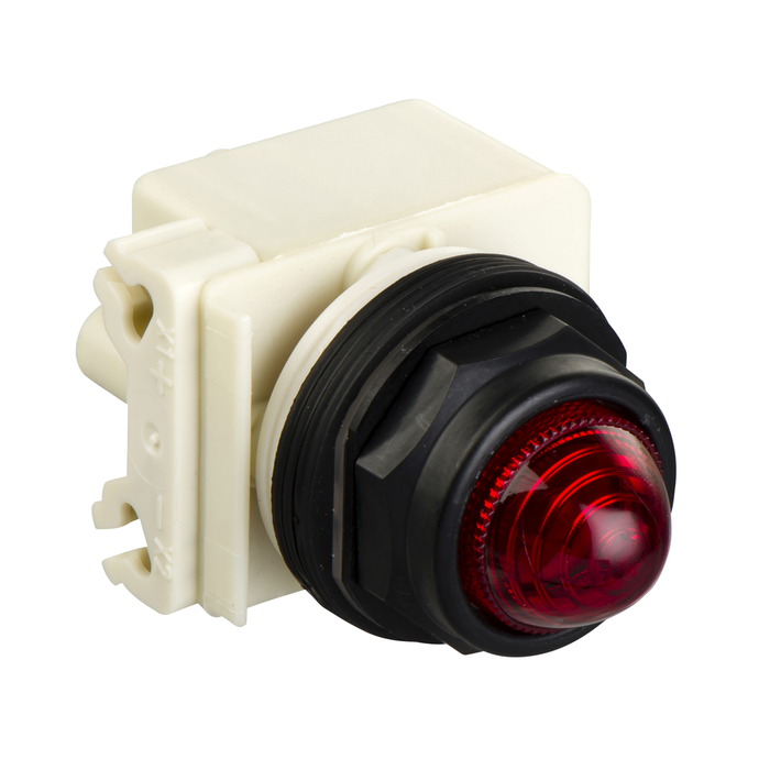 Pilot light, Harmony 9001SK, plastic, polycarbonate, domed, red, 30mm, LED red, 120V