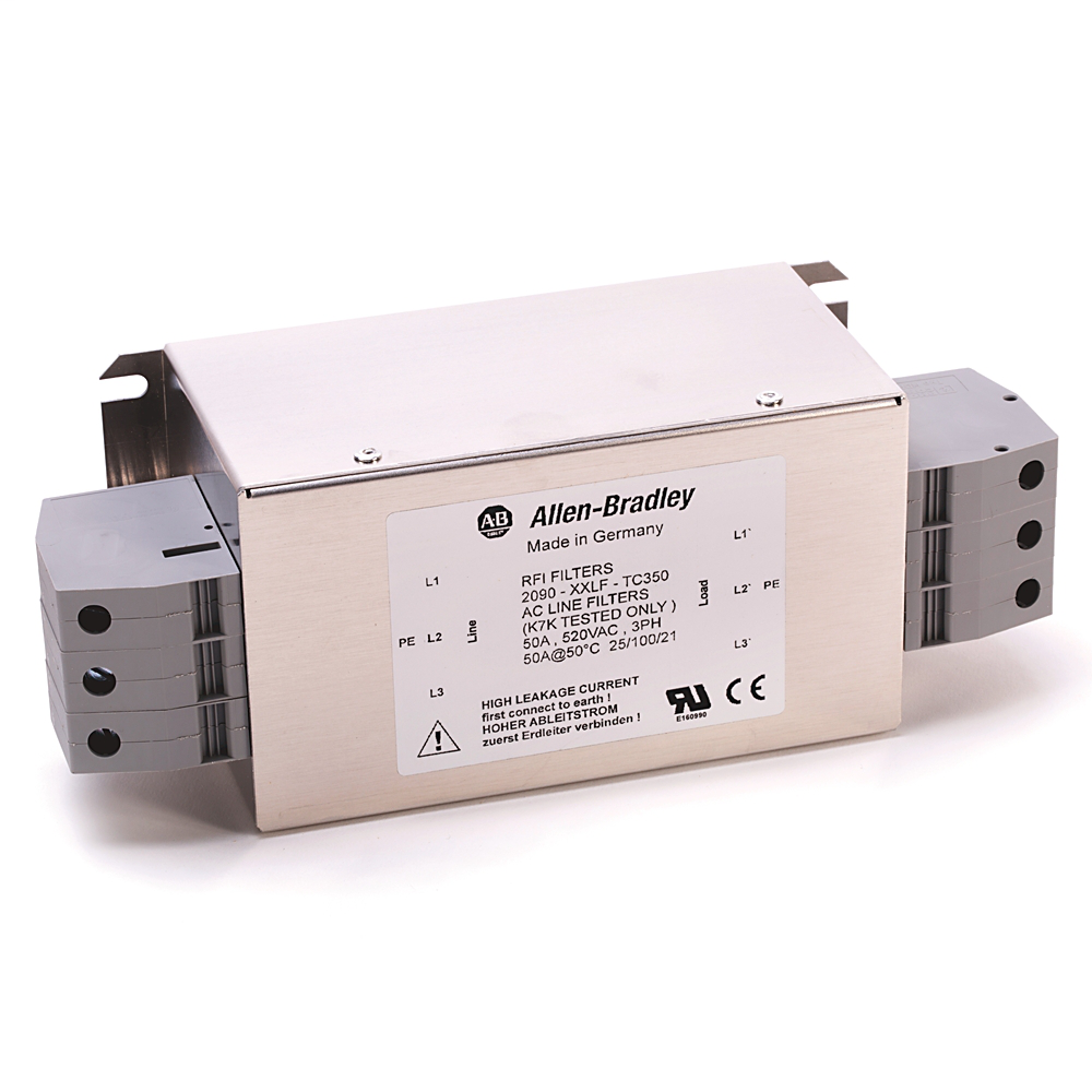 2090-XXLF-TC350 - Filtro de línea de CA de una etapa, 50 A, 520 V CA, 3 fases