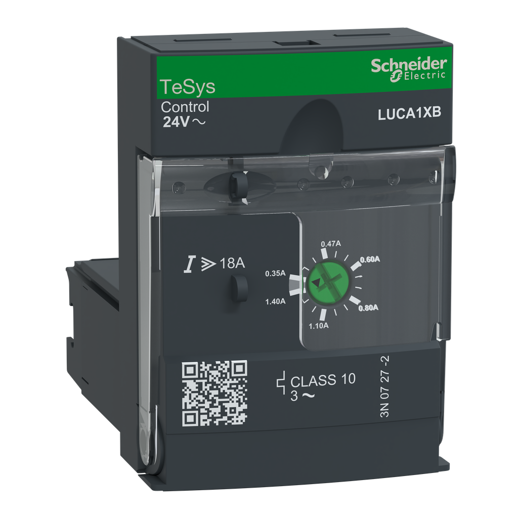 LUCA1XB - Unidad de control estándar, TeSys Ultra, 0,35 A a 1,4 A, motores 3P, protección magnetotérmica, clase 10, bobina 24 V CA (Cantidad: 23)