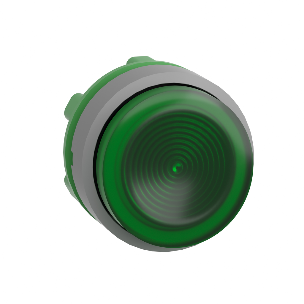 ZB5AW133SC0 - Cabezal para pulsador iluminado, Harmony XB5, bisel gris, saliente verde, 22 mm, LED universal, lente ranurada