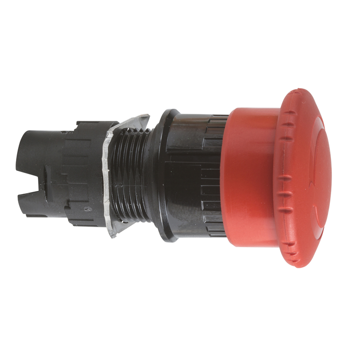 ZB6AS834 - Head for emergency stop push button, Harmony XB6, red mushroom 30mm, 16mm, trigger/latching turn to release, unmarked