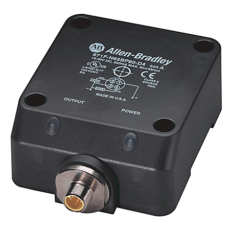871F-P50BP80-Q4 - Sensor de proximidad, salida complementaria de rango extendido de CC de 4 hilos, montaje plano o en superficie, cabezal de 80 mm, blindado, distancia de detección de 50 mm, NA y NC, fuente (PNP), conducto: rosca Pg13.5