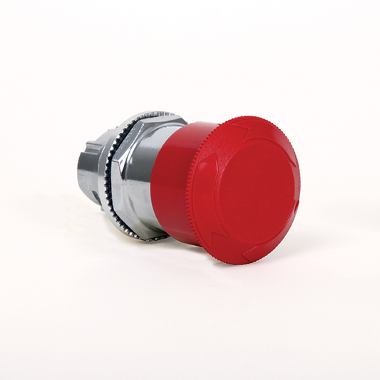 800TC-TFXT6A5S - 800T Non-Illuminated Trigger Action Two Position Maintained, Twist Release, Red 45mm Plastic Head, with No legend on cap, Finger Guards on Terminals, Traditional Contact Block Code: 2-NCLB Self-Monitoring Contact