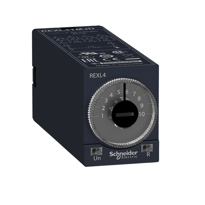 REXL4TMB7 - Miniature plug in timing relay, Harmony, 5A, 4CO, 0.1s..100h, on delay, 24V AC