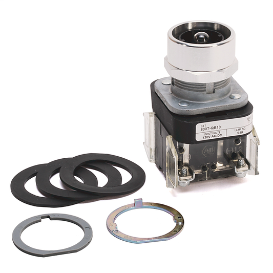 800T-QB10 - 30.5mm Type 4/13 Mom. Contact PB-Illum., No Color, Ext. Hd w/o Guard, Incand./No Options, 120V AC, 1 NO-1 NC