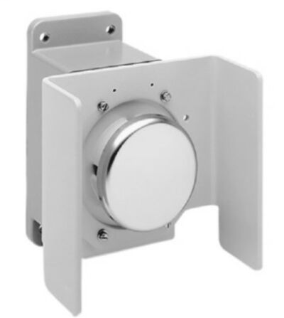 800P-S1CG1A - Palm Operated Push Buttons - Surface Mount, Standard Drive, Chrome, Side Guard - Yellow, Single Hub, Standard, 1 N.O. - 1 N.C.