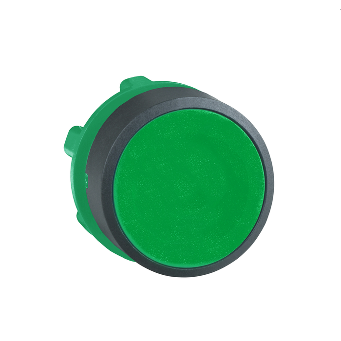 ZB5AA34 - Head for non illuminated push button, Harmony XB5, XB4, green flush pushbutton Ø22 mm spring return unmarked