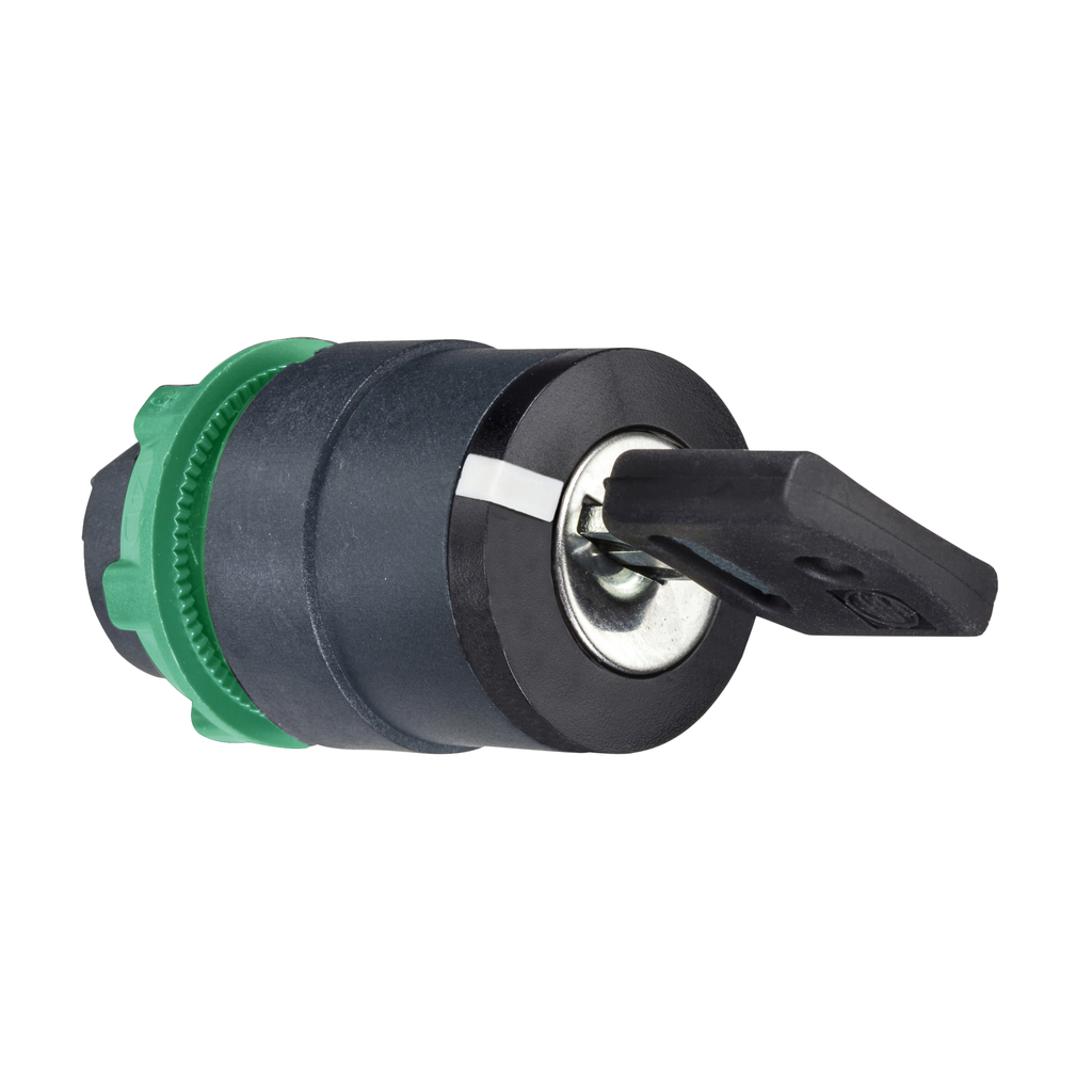 ZB5AG2 - Cabezal selector de llave, Harmony XB5, plástico, negro, 22 mm, llave 455, 2 posiciones, fijación fija