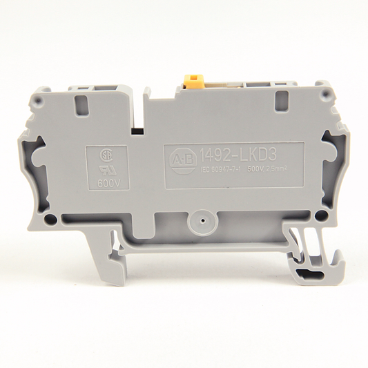 1492-LKD3 - Spring Clamp Terminal Block,Knife Disconnect Feed-Through,2.5 mm (# 22 AWG - # 14 AWG),Standard Feedthrough,Gray (Standard)