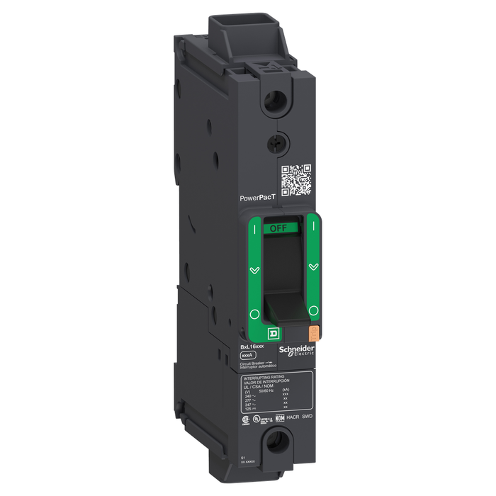 BGL16040 - Circuit breaker, PowerPacT B, 40A, 1 pole, 600Y/347VAC, 18kA, lugs, thermal magnetic, 80%