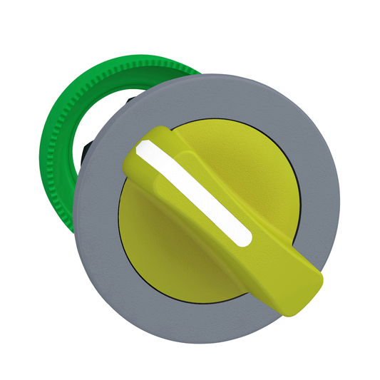 ZB5FD405C0 - Harmony XB5, Flush mounted selector switch head, plastic, yellow, Ø30, 2 positions, spring return right to left, grey bezel