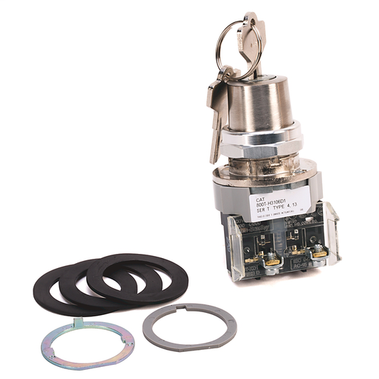 800T-H3106A - 30.5mm Type 4/13 2 Pos. Cylinder Lock Sel. Switch, Maint., Lock-Left, Std. Key, D429 Key, 1 NO-1 NC