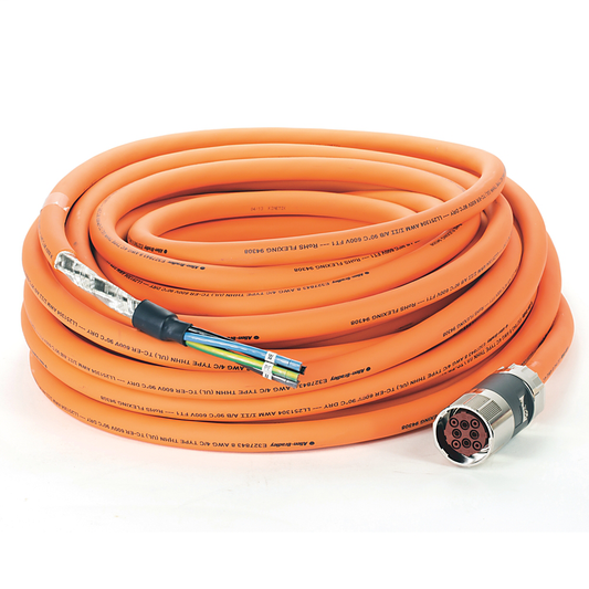 2090-CPWM7DF-08AF25 - Cable SpeedTEC, solo alimentación del motor, conector DIN SpeedTec, extremo de accionamiento, cable flexible, 8 AWG, 25 metros