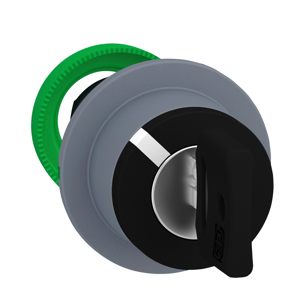 ZB5FG4C0 - Selector de llave empotrable Harmony XB5, plástico, negro, 22 mm, llave 455, 2 posiciones, bisel gris