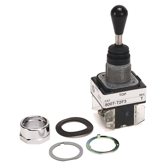 800T-T2F3DDXX - 30.5mm Type 4/13 Toggle Switch, Two Way Toggle, Left&Right-Spring Rtn, 1 NO, 1 NO