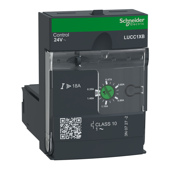 LUCC1XB - Advanced control unit, TeSys Ultra, 0.35A to 1.4A, 1P motors, protection & diagnostic, class 10, coil 24VAC