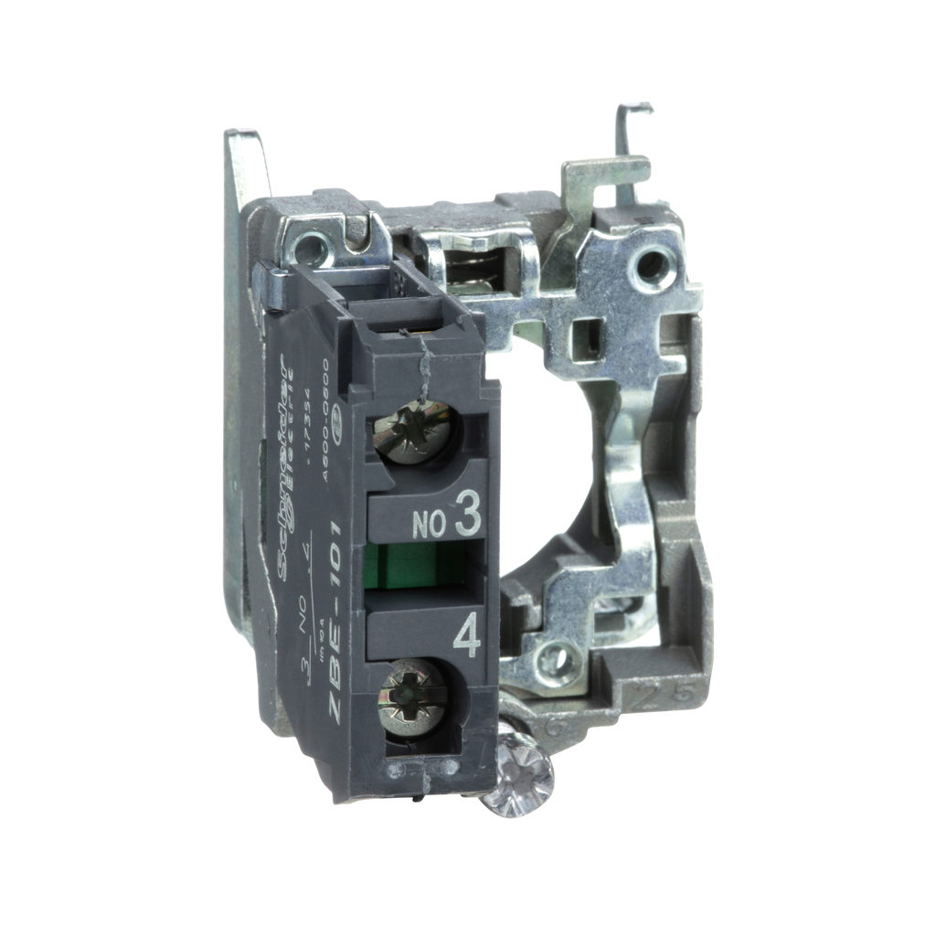 ZB4BZ101 - Harmony, pulsador de 22 mm, operadores XB4B, bloque de contactos, con collar de montaje, 1 NA, terminal de abrazadera de tornillo