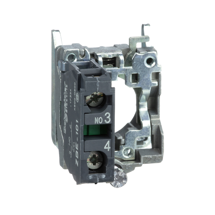 ZB4BZ101 - Harmony, 22mm Push Button, XB4B operators, contact block, with mounting collar, 1 NO, screw clamp terminal