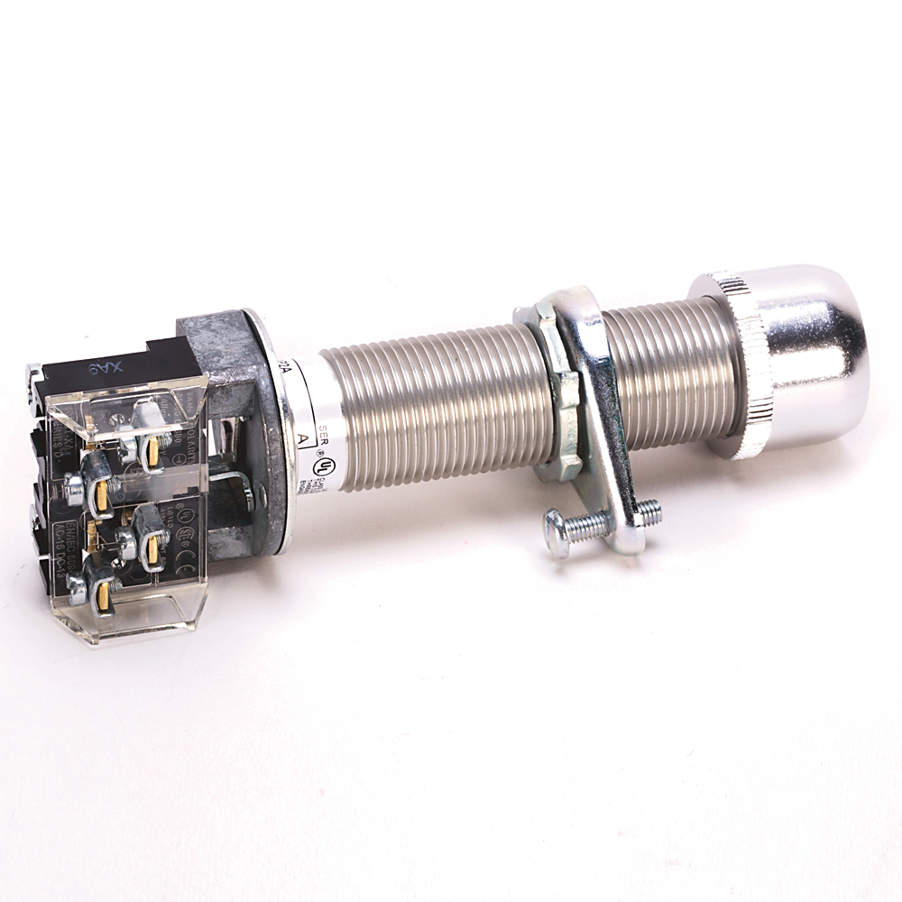 800HL-AP2A - Hazardous Location Type 7&9 Momentary Contact PB, Non-Illuminated., Long Barrel, Flush Head, Black, 1 NO-1 NC