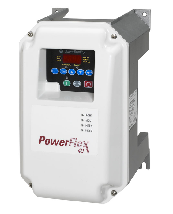 22B-V2P3C104 - PowerFlex 40 AC Drive, 120VAC, 1PH, 2.3 Amps, 0.37 kW, 0.5 HP,Frame Size B, IP66 (NEMA 4X), LED Display, Digital Keypad, No CE Compliant Filter, RS485