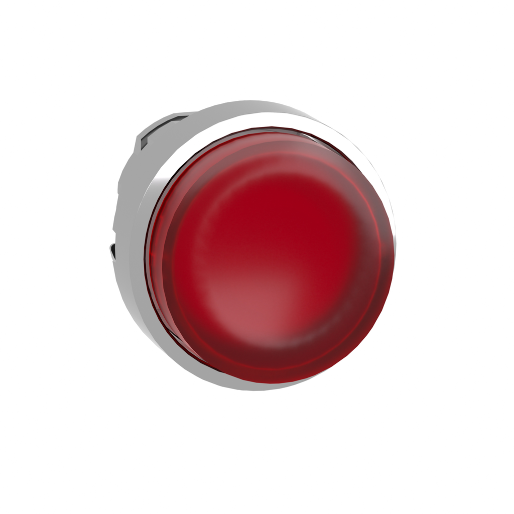 ZB4BH43 - Cabezal para pulsador iluminado, Harmony XB4, metal, saliente rojo, 22 mm, pulsador-pulsador, LED universal, sin marcar