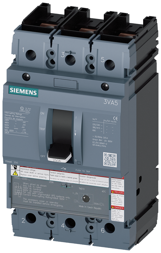 3VA5210-5ED32-0AA0 - BRKR 3VA52 3P 100A 35KA FTFM TUERCA