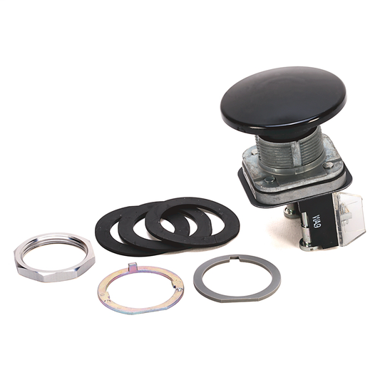 800T-D2J - 30.5mm Type 4/13 Mom. Contact PB, Non-Illum., Black, Mushroom Hd Jumbo-Plastic, No Contacts