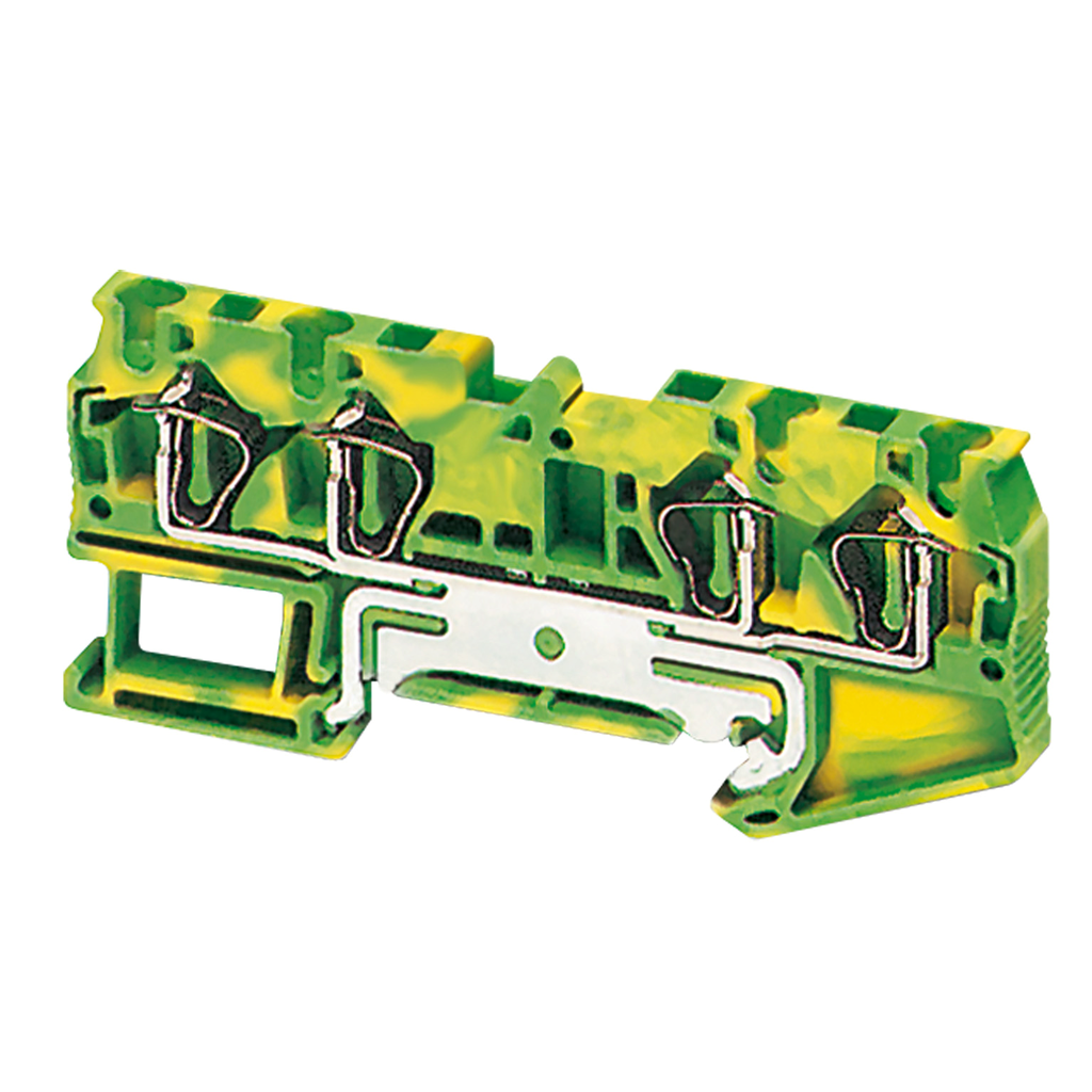 NSYTRR44PE - Bloque de terminales, Linergy TR, tipo resorte, tierra de protección, 4 puntos, 4 mm², verde-amarillo, juego de 50